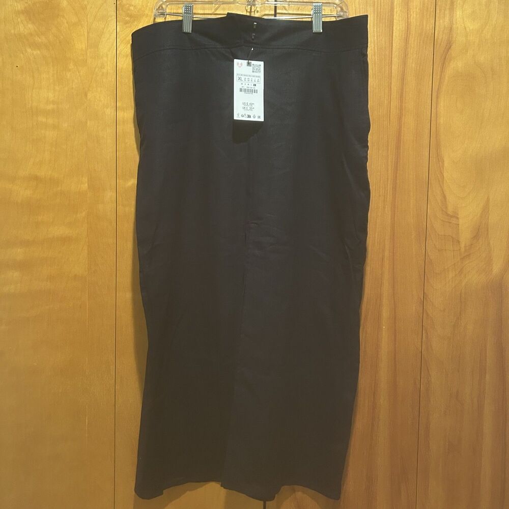 NWT Zara Linen Blend Maxi Column Skirt-Navy-Sz XL-Classic-Minimal-Old Money